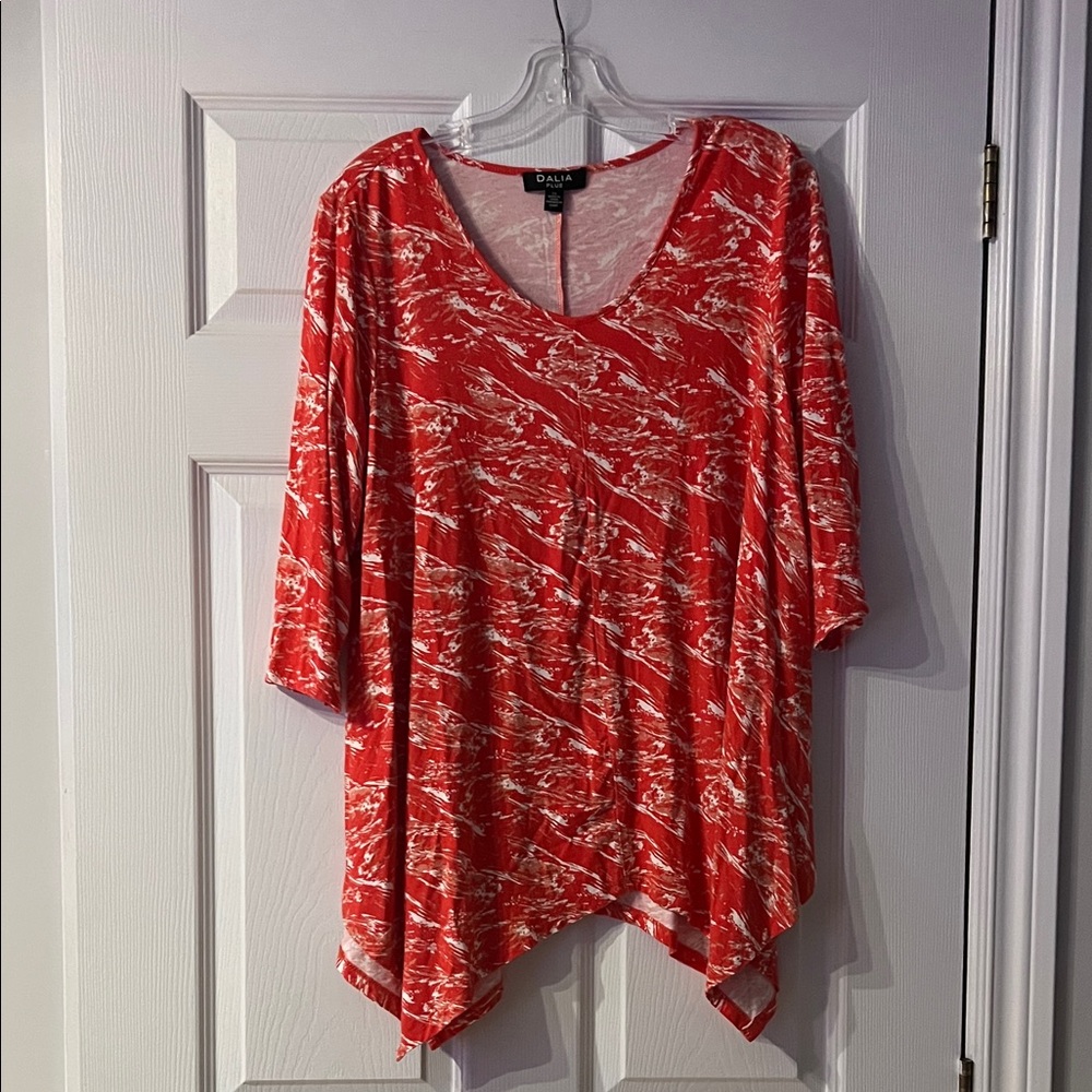 Dalia Red and White Women's Tunic Top
